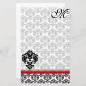 Grijze Damask Monogram 100% gerecycled papier (Voorkant / Achterkant)