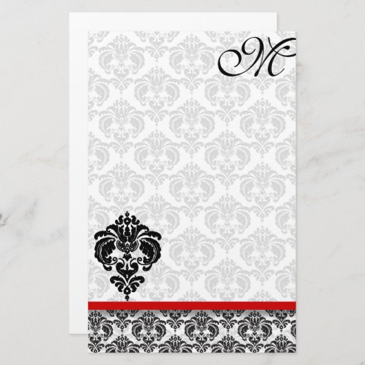 Grijze Damask Monogram 100% gerecycled papier (Voorkant / Achterkant)
