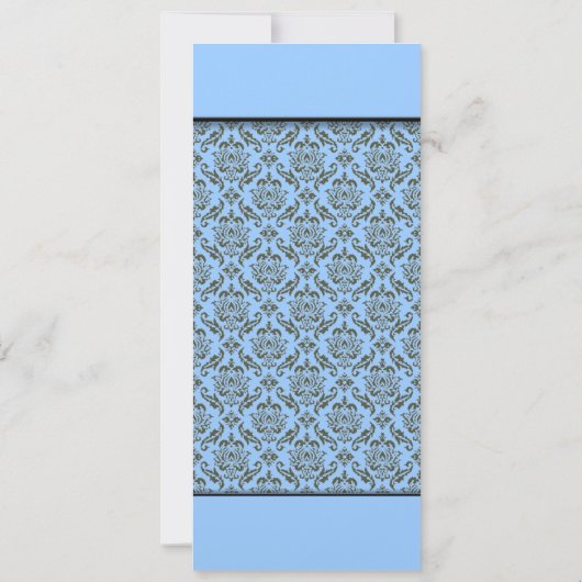 Grijze Damask op Aqua Blue bruiloft uitnodiging (Achterkant)
