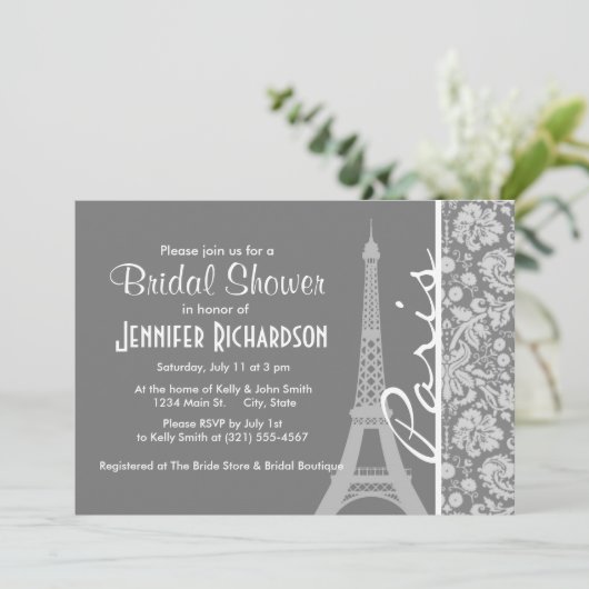  Grijze Damask Parijs Kaart (Staand voorkant)