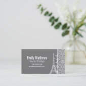 Grijze Damask Parijs Visitekaartje (Staand voorkant)