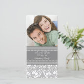 Grijze Damask Save the Date Wedding Photo Cards (Staand voorkant)