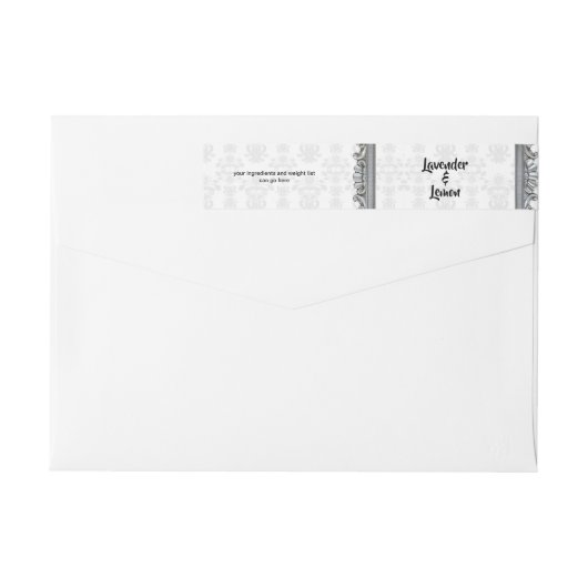 Grijze Damask Silver Lijst Wrap rond zeepbalk (Achterkant)