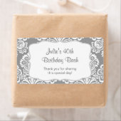 Grijze Damask Water Bottle gunst - pas het aan! Etiket (Insitu)