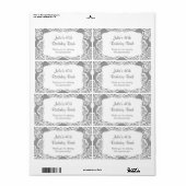 Grijze Damask Water Bottle gunst - pas het aan! Etiket (Full Sheet)