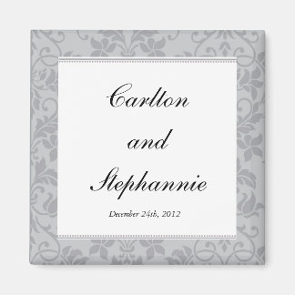 Grijze Damask Wedding Magnet Favor met twee tonali