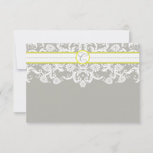 Grijze Damask zwaait donkerbruin RSVP (Achterkant)