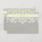 Grijze Damask zwaait donkerbruin RSVP (Voorkant / Achterkant)