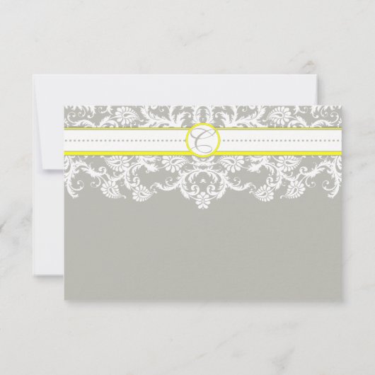 Grijze Damask zwaait donkerbruin RSVP (Achterkant)