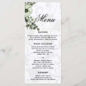 Grijze Damast en Groen Boeket Boho Bruiloft Menu (Voorkant)