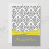 Grijze Damast met Gele Huwelijksuitnodiging Kaart (Voorkant)
