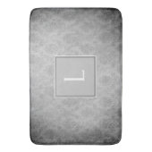 Grijze  Damast Monogram Badmat (Voorkant Verticaal)