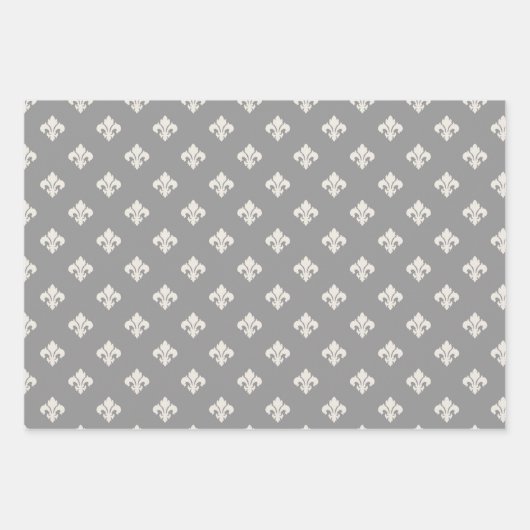 Grijze Damast Wrapping Paper Flat Sheet Set van 3 (Voorkant 3)