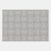 Grijze Damast Wrapping Paper Flat Sheet Set van 3 (Voorkant)