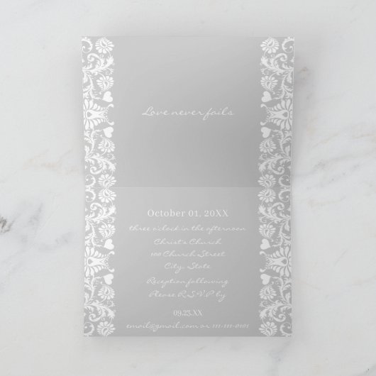 Grijze Damasweddenschap Je kiest kleur (Binnen)