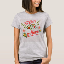 Grijze dames T-shirt met lente-typografie