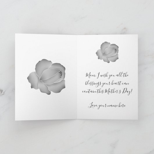 Grijze de moederdag nam en zwart-witte strepen toe kaart (Binnen)