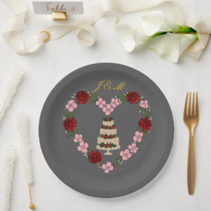 Grijze decoratieve bord voor taart met hart