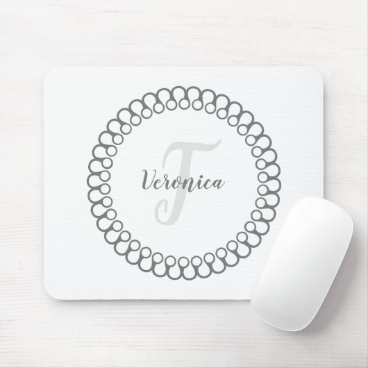 Grijze decoratieve cirkelmonogram Muismat (Met muis)