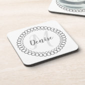 Grijze decoratieve cirkelmonogram Onderzetter (Linkerzijde)