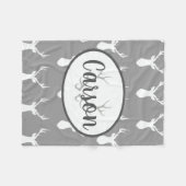 Grijze deer Silhouette Fleece deken (Voorkant (Horizontaal))