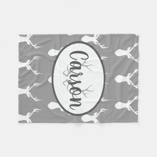 Grijze deer Silhouette Fleece deken (Voorkant (Horizontaal))