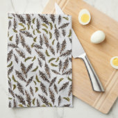 Grijze denneappels altijdgroene keukendoek theedoek (Quarter Fold)