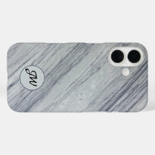 Grijze diagonale marmeren stenen monogram Initiale Case-Mate iPhone Case (Achterkant (horizontaal))
