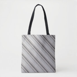 Grijze diagonale streepprint met twee patronen tote bag