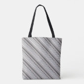 Grijze diagonale streepprint met twee patronen tote bag (Achterkant)