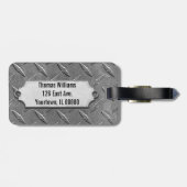 Grijze diamantbeplating met afgeschuind label bagagelabel (Achterkant horizontaal)