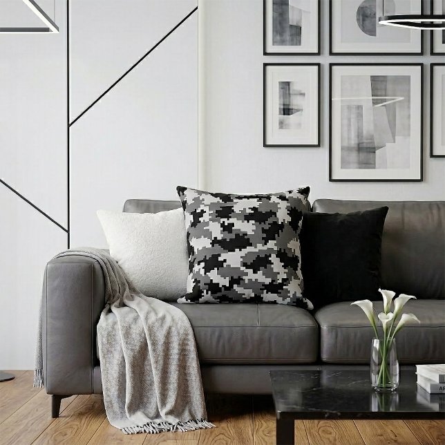 Grijze digitale camouflage kussen (Creator heeft geüpload)