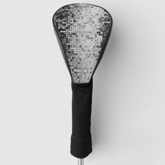 Grijze disco spiegels en sparken golfheadcover (Voorkant)
