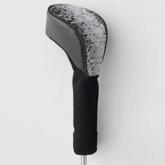 Grijze disco spiegels en sparken golfheadcover (Schuin)