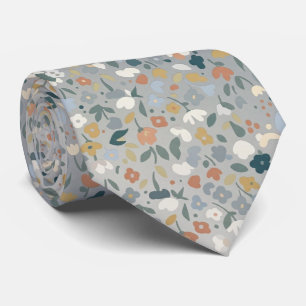 Grijze Ditsy Bloemige Zachte Pastel Bloemen Stropdas