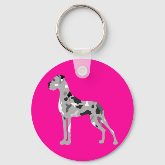 Grijze Doggensilhouet Sleutelhanger (Voorkant)