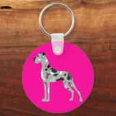 Grijze Doggensilhouet Sleutelhanger (Voorkant)
