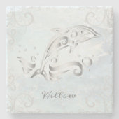 Grijze dolfijn Aangepast Onderzetter Stone (Voorkant)