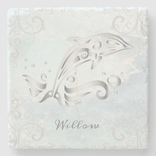 Grijze dolfijn Aangepast Onderzetter Stone (Voorkant)