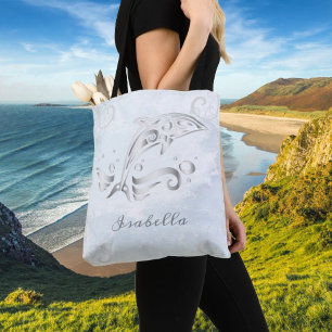 Grijze dolfijn persoonlijke Canvas tas