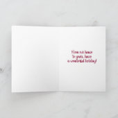 Grijze donzige kat en kerstverlichting feestdagen kaart (Binnen)