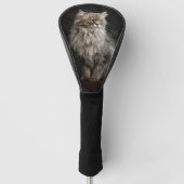 Grijze donzige kat golfheadcover (Voorkant)