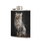 Grijze donzige kat heupfles (Links)