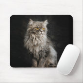 Grijze donzige kat muismat (Met muis)