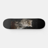 Grijze donzige kat persoonlijk skateboard (Horizontaal)