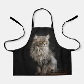 Grijze donzige kat schort (Voorkant)