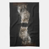 Grijze donzige kat theedoek (Verticaal)