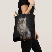 Grijze donzige kat tote bag (Dichtbij)