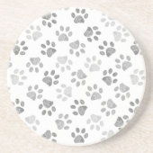 Grijze doodle pootafdrukken zandsteen onderzetter (Voorkant)