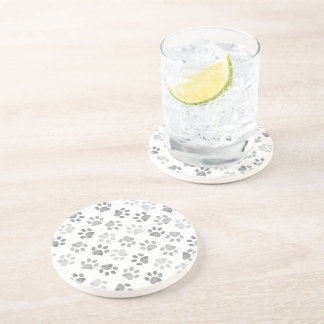 Grijze doodle pootafdrukken zandsteen onderzetter